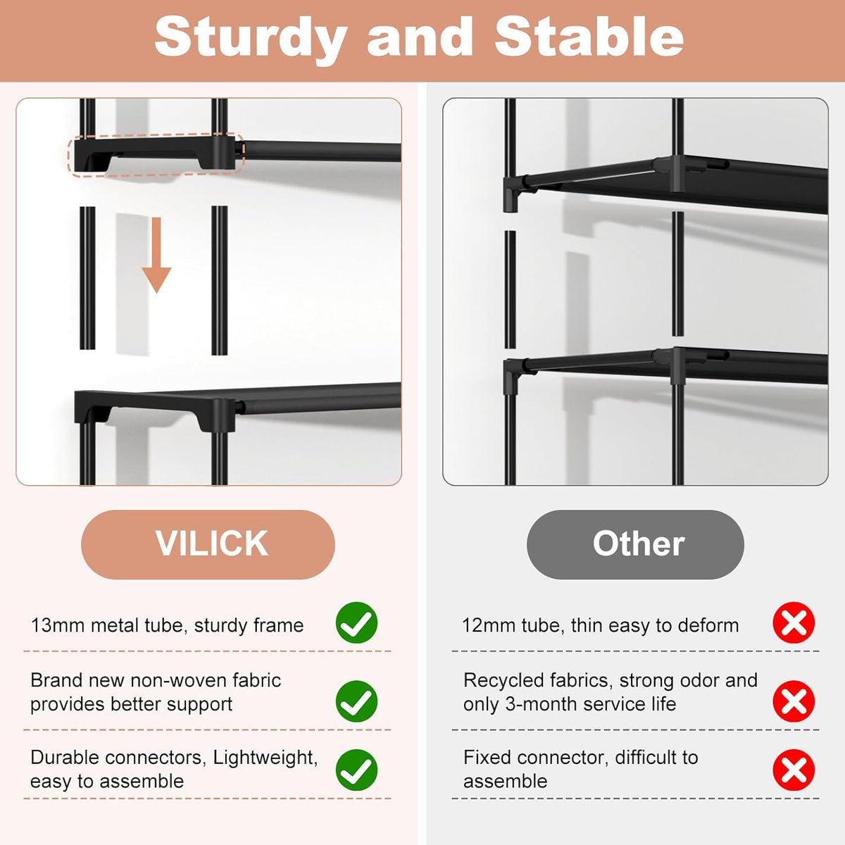 5 Tier Shoe Rack with Hook and Side Pocket,Shoe Organizer Space Saver Storage for 20-25 Pair Shoe Storage Shelf Sturdy Free Standing Long Shoe Rack Organizer for Closet,Entryway,Small Spaces
