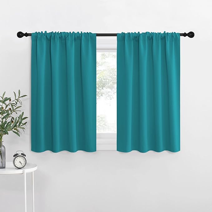 NICETOWN Blackout Curtains for RV Windows, Peacock Blue, 2 Panels, Room