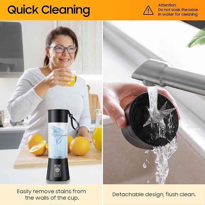2026 Newly Upgraded Portable Smoothie Blender - Cordless Personal Blender Type-C Rechargeable, 13Oz Juice Cup BAP Free, 20,000Rpm Speed Powerful Blending, Freshly Squeezed in Sports/Office