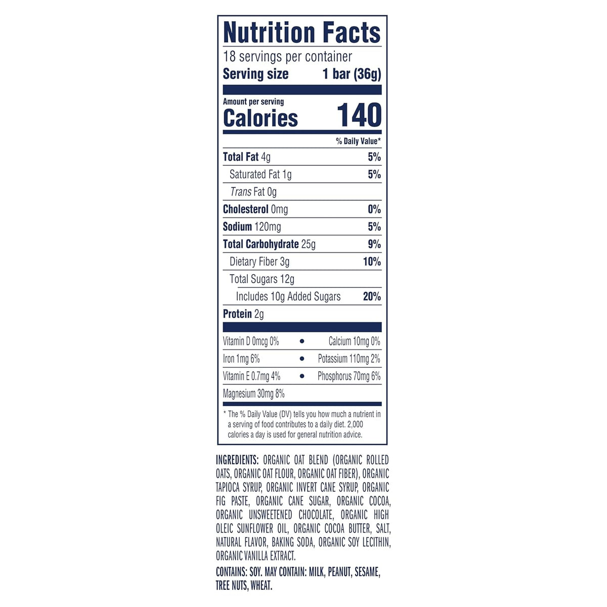 Zbar - Chocolate Brownie - Soft-Baked Energy Snack Bars - Non-GMO - 11g Whole Grains - USDA Organic Granola Bars - Snacks for Kids (18 Pack)