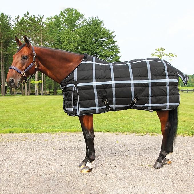 Country Pride Highland 1200D Lightweight Stable Blanket (64, BlackPlaid)