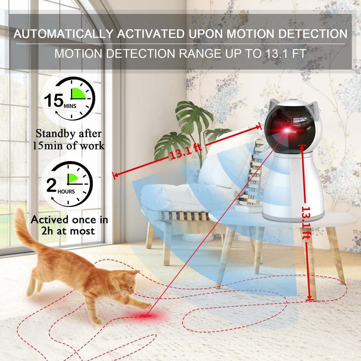 YVE LIFE Laser Cat Toys for Indoor Cats,The 4th Generation Real Random Trajectory Motion Activated Rechargeable Automatic Cat Laser Toy,Interactive Cat Toys for Bored Indoor Adult Cats/Kittens(White)