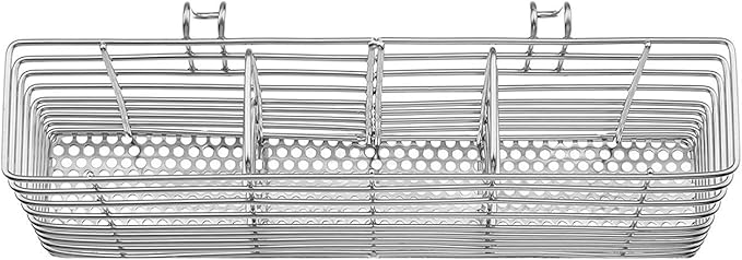 SANNO Silverware Organizer - Cutlery Utensil Holder Stainless Steel Drying Rack Drainer for Kitchen Silverware