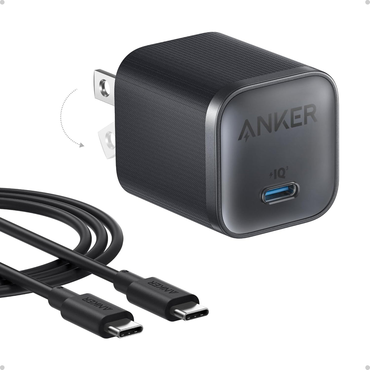 Anker Nano 45W Type C Charger Fast Charging, Compact and Foldable Plug USB C Charger Block for iPhone 17/16 Series, MacBook, Pixel 9, iPad, Samsung Galaxy S25 Ultra / S24 Series (6 ft Cable Included)