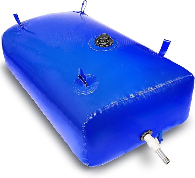 113 L/30 Gal Water Bladder Tank, Foldable Portable Water Storage Container, Emergency Water Bag for RV, Truck Bed, Fire Prevention, Drought Resistance, Blue