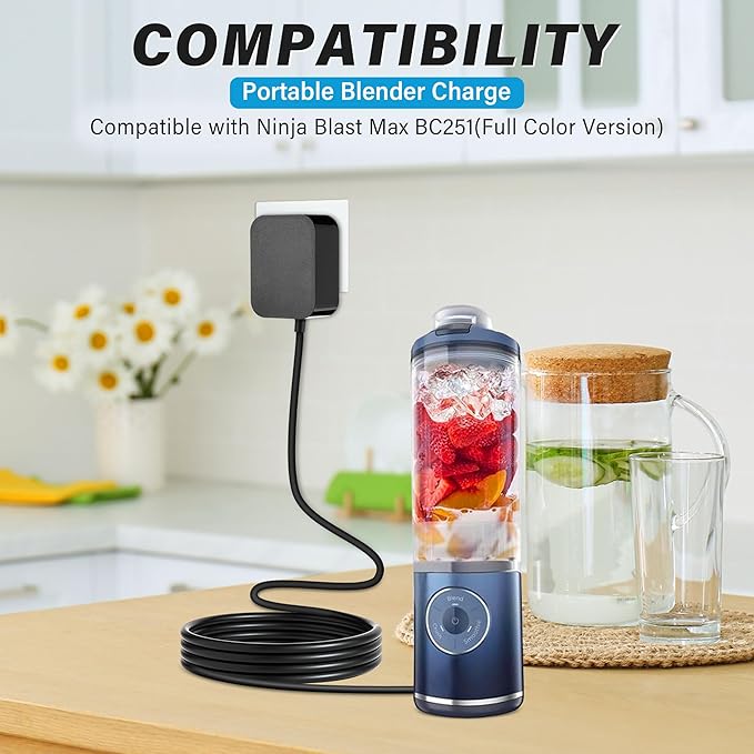 Replacement Charger Compatible with Ninja Blast Max BC251 Portable Blender, 13.3V 0.75A Power Adapter, 5.9FT Cord 100-240V AC Charger for Personal Smoothie Juicer Blender