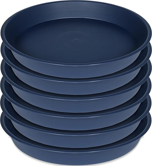 6 Pack of 7 inch Plant Saucer, Heavy Duty Plastic Plant Water Tray 7 inch Round, Flower Plant Saucers for Indoors No Holes, Plant Dishes Saucer for Planter 7"/8" (7", Blue)