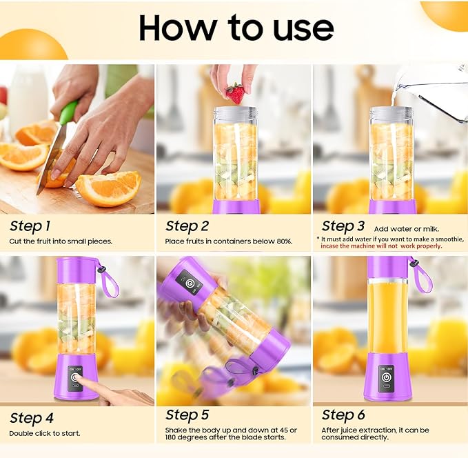 Portable Personal Size Mini Blender - 2026 Upgraded Cordless Blender for Smoothies & Shakes, Type-C Rechargeable, 380Ml Traveling BAP Free Cup for Sports/Home, 20000Rpm/Min Speed