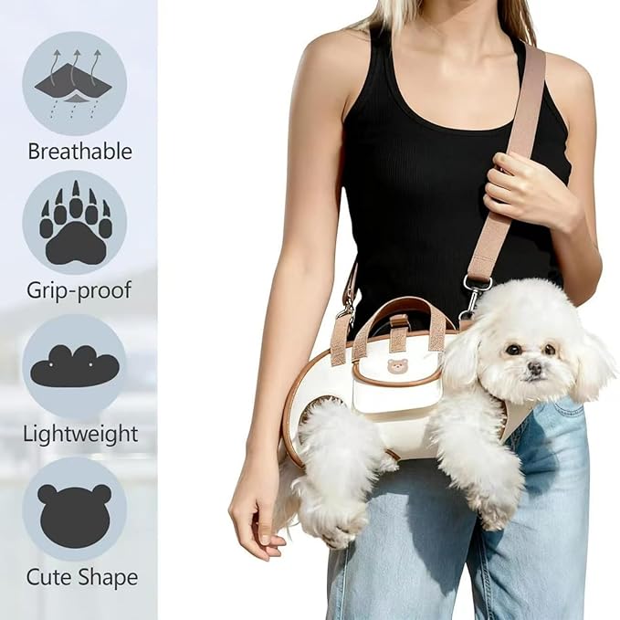 Portable Small Dog & Cat Pet Carrier Sling & Backpack for Small Dogs & Cats & Puppy, Dog & Pet Purse Bag Carrier Sling for Small Dogs with Dog Traction Leash, Crossbody Sling Carriers (Black S)