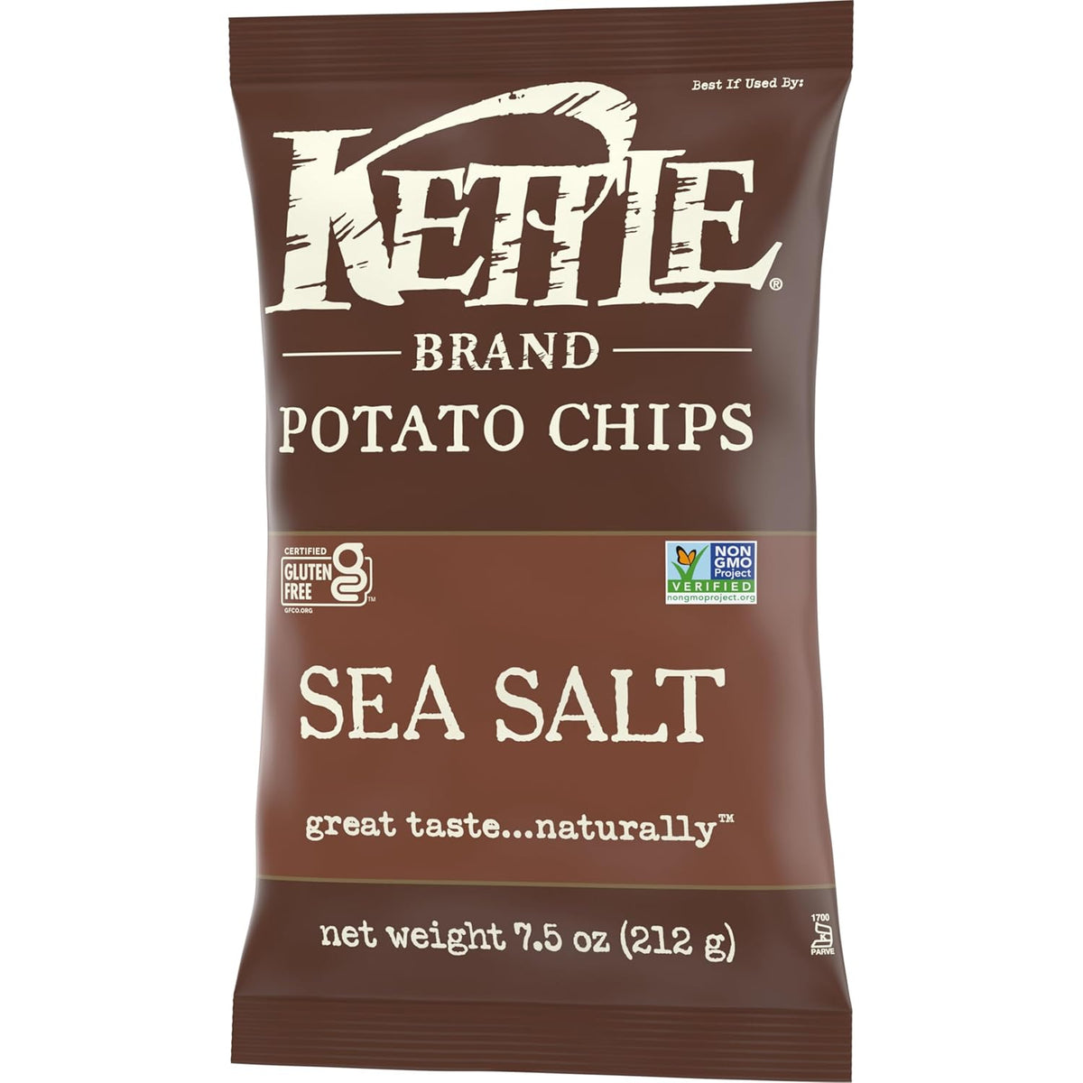 Kettle Brand Sea Salt Kettle Potato Chips, Gluten-Free, Non-GMO, 7.5 oz Bag