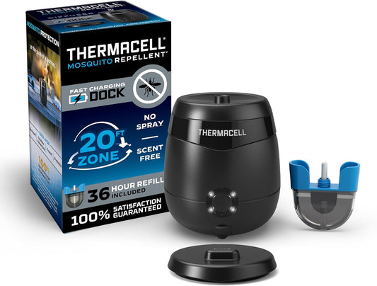 Thermacell E-Series Rechargeable Mosquito Repeller with 20’ Mosquito Protection Zone; Bug Spray Alternative; Scent Free