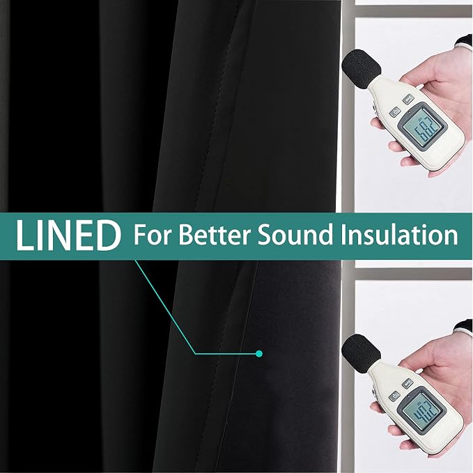 Yakamok 100% Blackout Sliding Door Curtains, Thermal Insulated Grommet Full