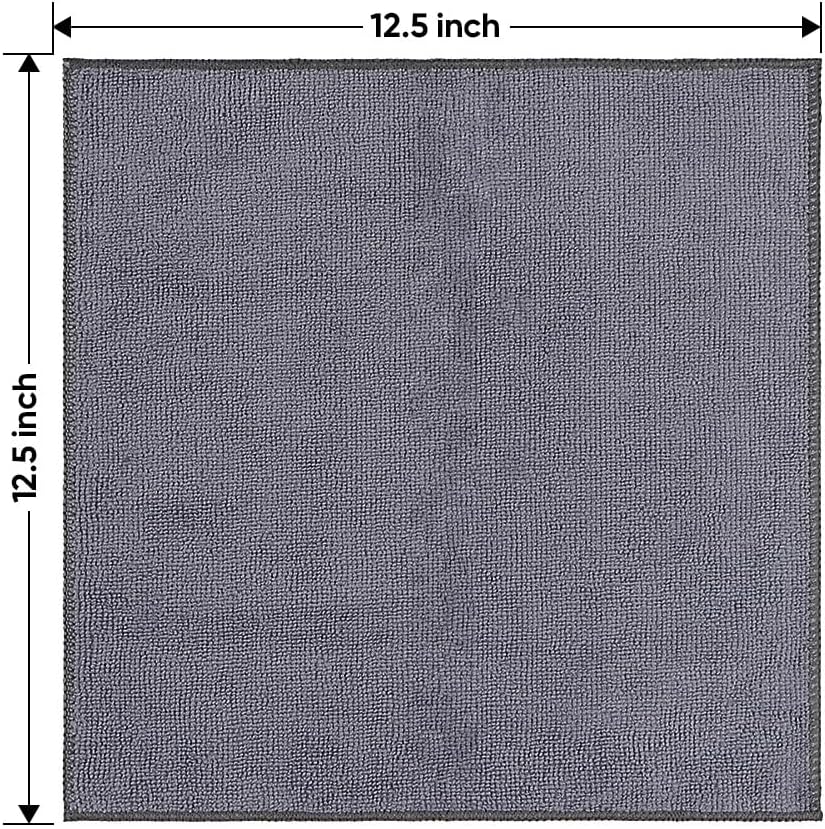 HOMEXCEL Microfiber Cleaning Cloth 12 Pack, 12.5 x 12.5 inch Microfiber Towels for Cars, Ultra Absorbent Washing Cloth, Lint Free Streak Free Cleaning Rags for Car, Kitchen, and Window (Grey)