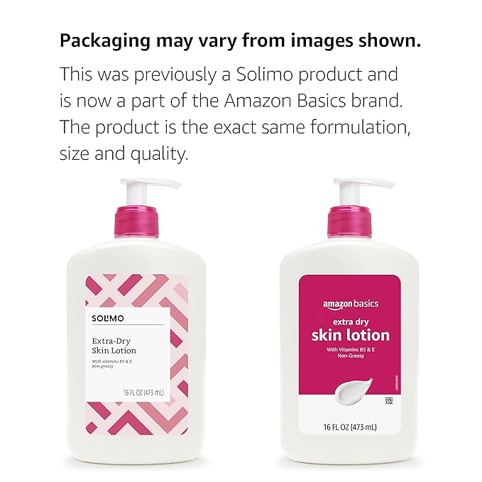 Amazon Brand - Solimo Extra-Dry Skin Lotion with Vitamins B5 & E, 16 fl oz
