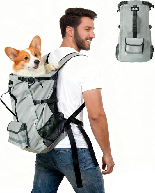 Pet Carrier Backpack for Medium to Large Dogs up to 33 lbs, Waterproof and Wear-Resistant, Equipped with Adjustable Waist and Chest Buckles, Detachable Storage Pocket with Reflective Strips, S