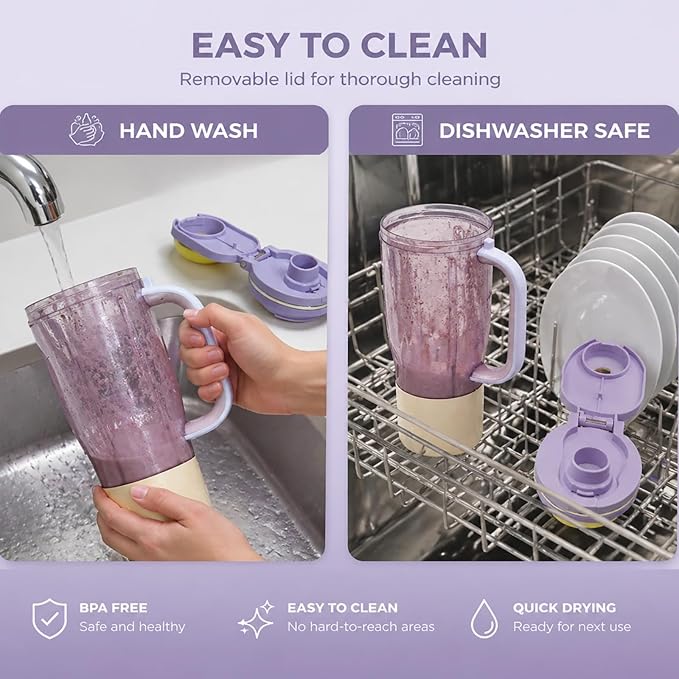 26oz Replacement Tumbler Cup for Ninja BlendBOSS, Leakproof Travel Blender Cup with Handle & Flip Cap Compatible with Ninja BlendBOSS DB351 Series (Lavender)