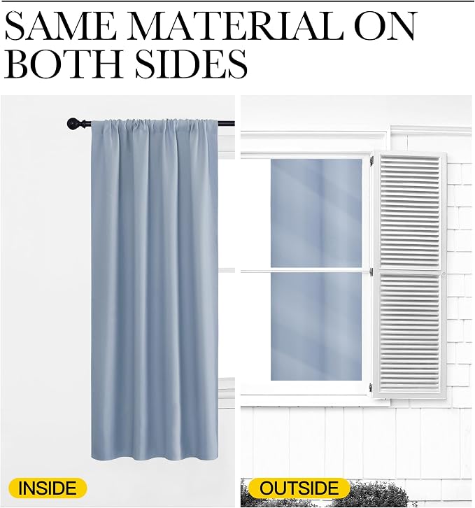 NICETOWN Blackout Curtains for Living Room, Vintage Blue, 2 Panels, 42 by 63