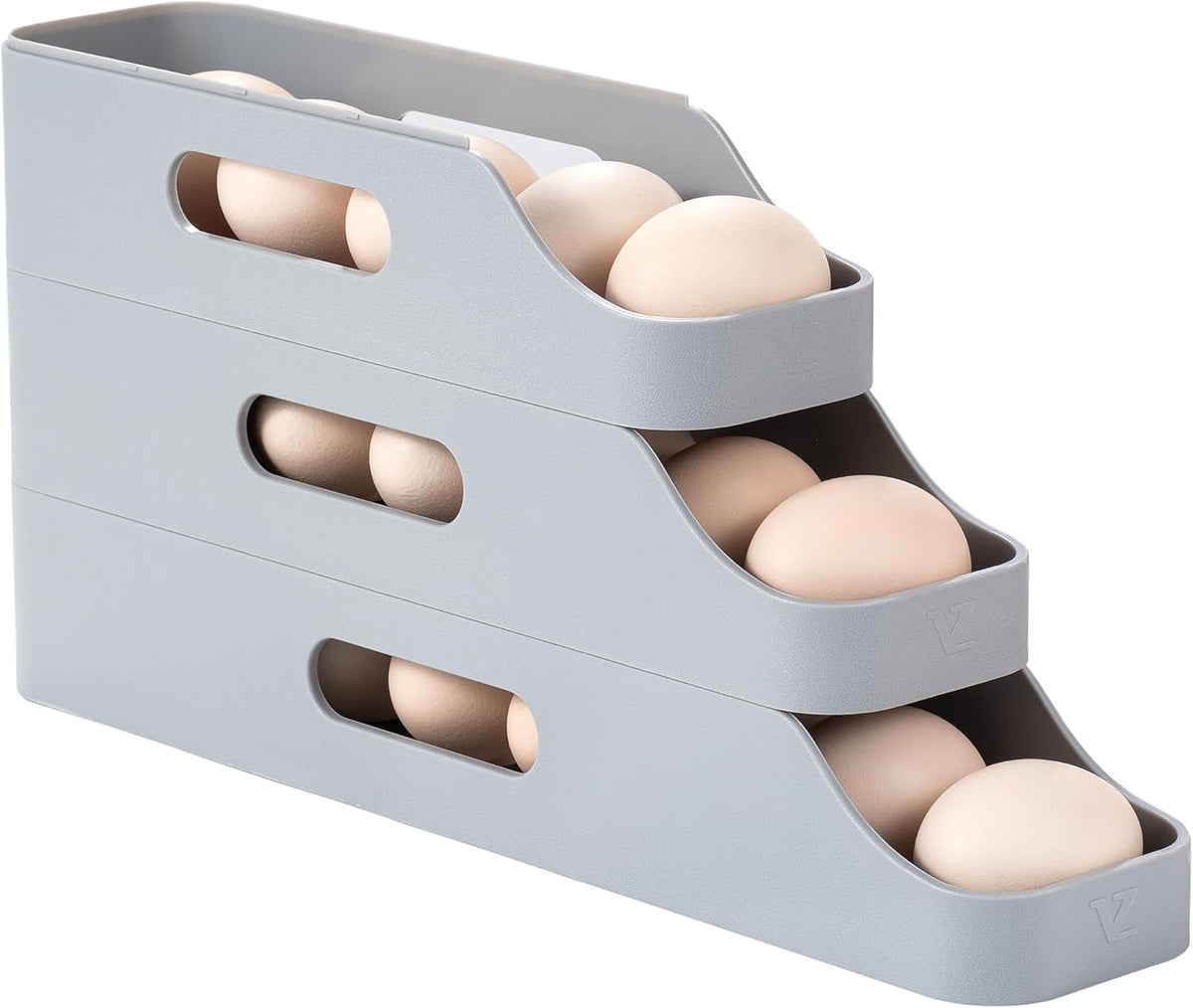 Li&Zhao Rolling Egg Dispenser for Refrigerator - Automatic Egg Holder for Fridge Space Saving Egg Tray Organizer for Countertop, Kitchen Storage(Gray)