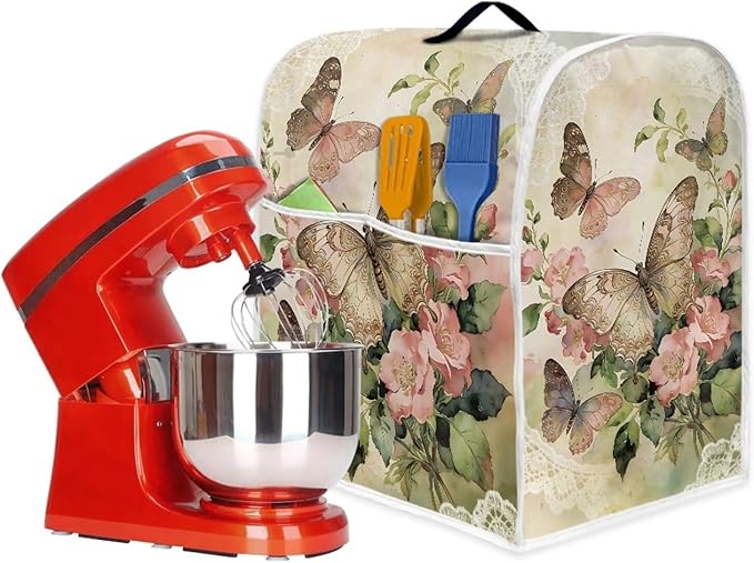 Tulip Bunny Stand Mixer Cover Portable Dust Cover for 6-8 Quart Kitchen Mixers with Handle and Pockets Small Appliance Protector for Home Kitchens
