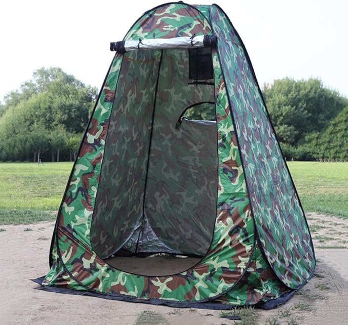 WOWCASE 1-2 Person Large Space Pop Up Shower Privacy Shelter Tent with 3 Windows, Outdoor Waterproof Silver Anti-UV Coated Portable Dressing Room, Privacy Shower Tents for Camping Beach Isolation Sun Shelter Picnic Fishing