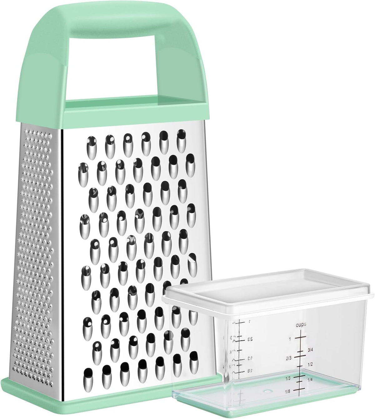 Urbanstrive Cheese Grater With Container Box Grater Stainless Steel Graters for Kitchen Cheese Shredder Parmesan Shredder Kitchen Gadgets Kitchen Tools Kitchen Gifts for Chef Dishwasher Safe Zester
