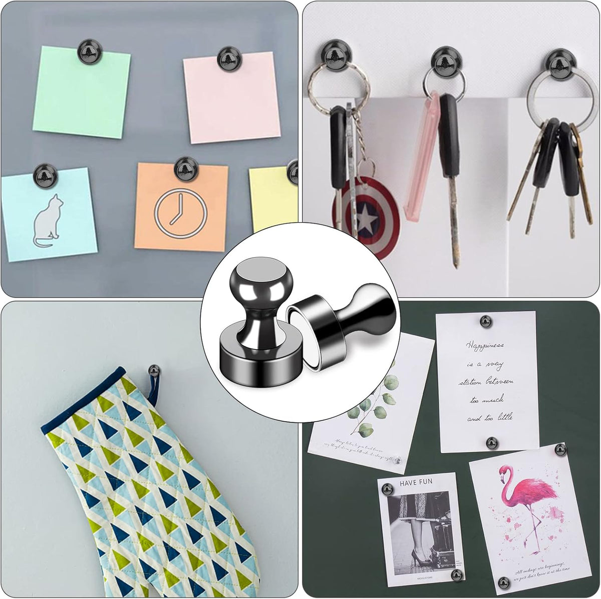 LOVIMAG Fridge Magnets 12Pcs Refrigerator Whiteboard Small Strong Magnet Classroom Kitchen Accessories Decorative Locker Set Decor Must Haves Office Calendar Refrigerador Magnetic Cute Crafts Black