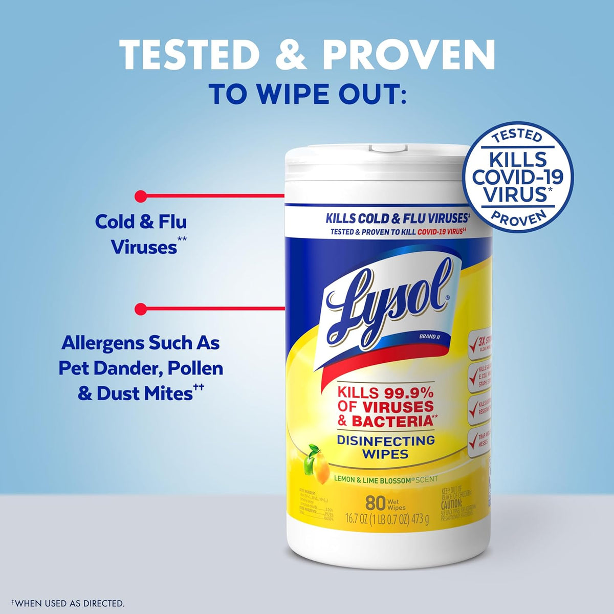 Lysol Disinfecting Wipes Bundle, Home Apartment Dorm Room Essentials and Cleaning Supplies, All Purpose Cleaner, Multi-surface Cleaning Wipes, Lemon and Lime Sanitizing Wipes Bundle, 80 Count