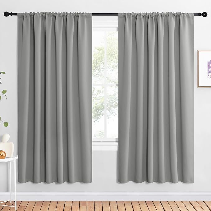 NICETOWN 2 Panels Blackout Curtains, Rod Pocket Window Curtains Room Darkning