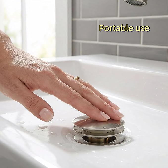Bathroom Sink Drain, Drain Stopper Bathroom Sink Without Overflow, Assembly with Detachable Strainer Basket, Built in Anti Clogging Pop Up Drain Strainer, Stainless Steel Brushed Nickel 1Pcs