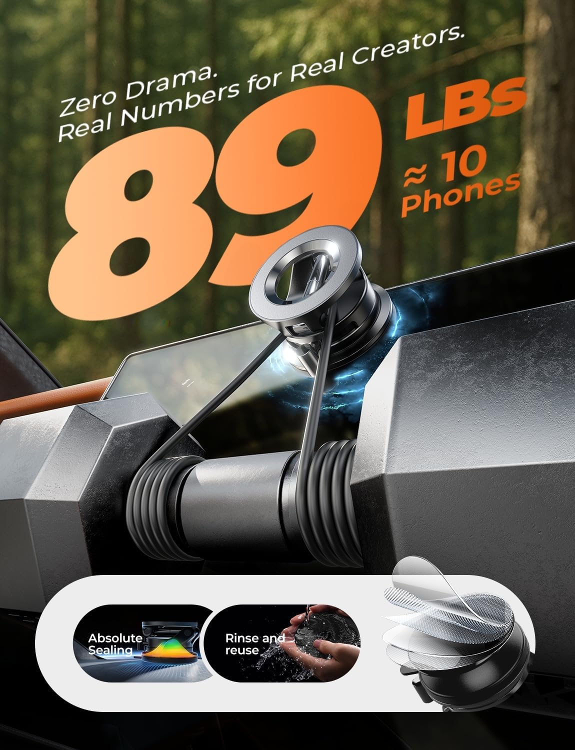 LISEN Vacuum Magnetic Phone Holder for Car, Magsafe Car Mount 360 Adjustable Vacuum Suction Cup, Phone Mount for Car Accessories/Windshield/Mirror/Kitchen/Gym for iPhone 17 Pro Max 16 15 14 13