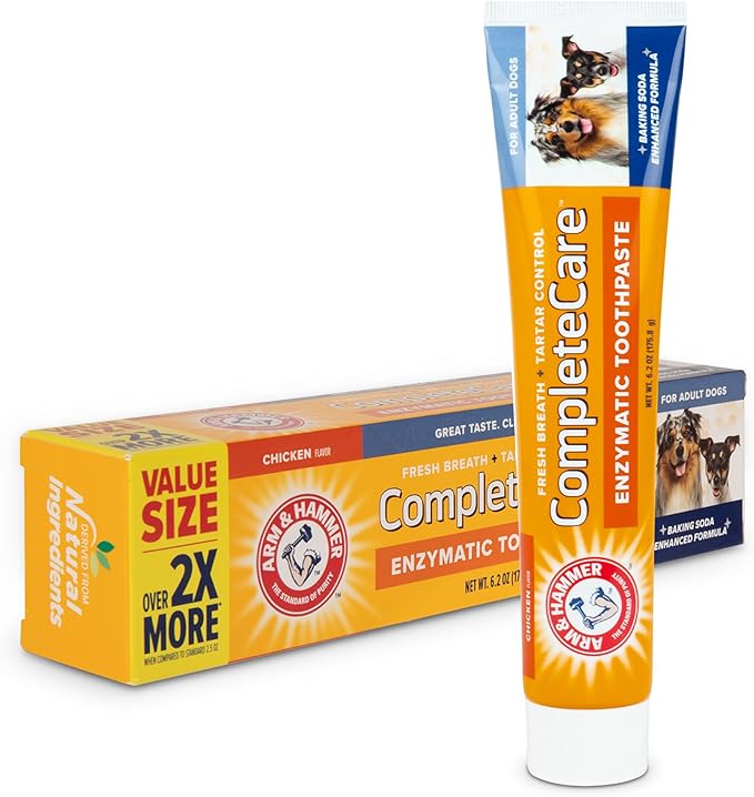 Arm & Hammer Complete Care Enzymatic Dog Toothpaste, 6.2 oz - Pet Toothpaste For Puppies and Adult Dogs, Dental Care and Clean Teeth, 6.2 Oz