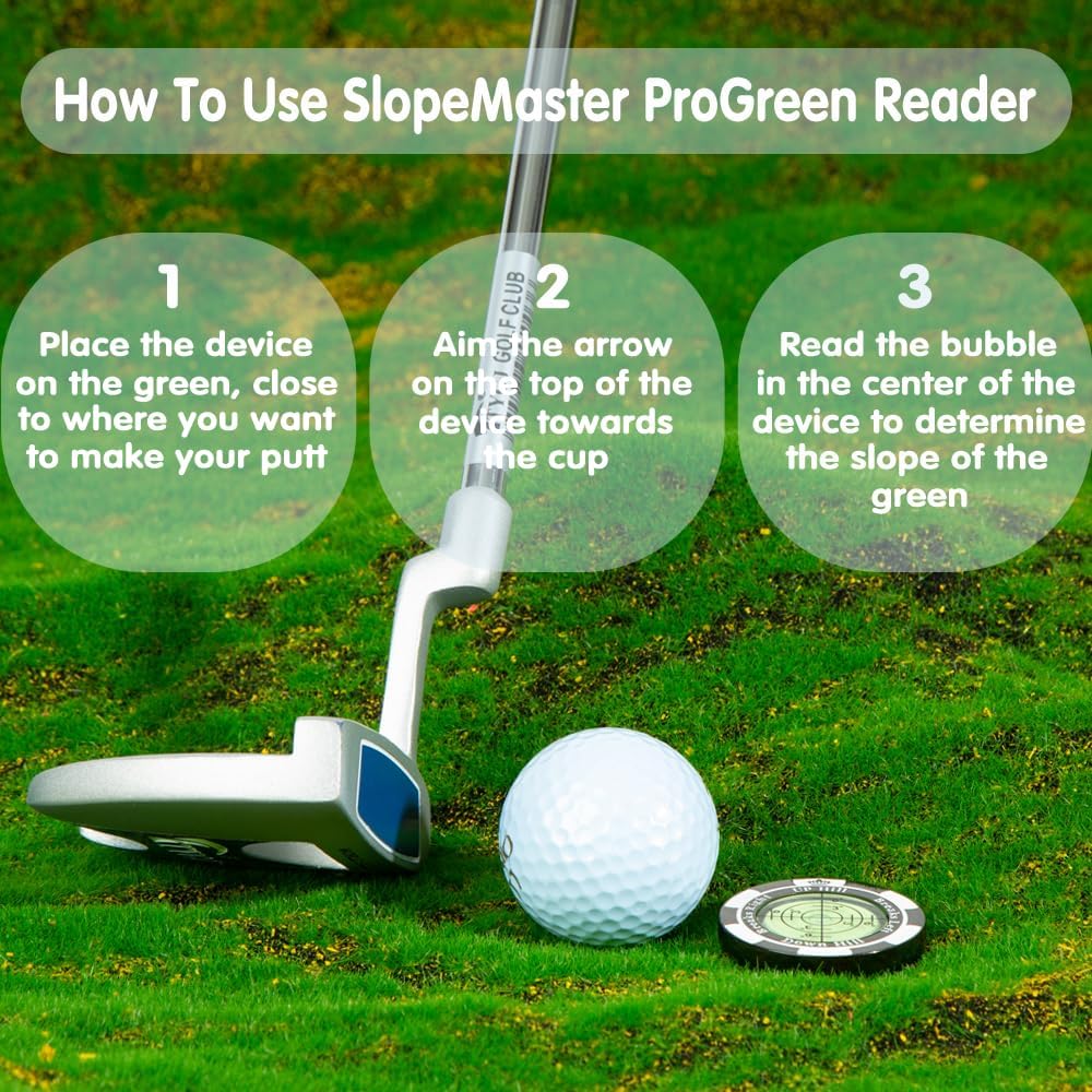 SlopeMaster ProGreen Reader - Golf Ball Marker with High Precision Green Reading Aid Golf Accessories for Men Women