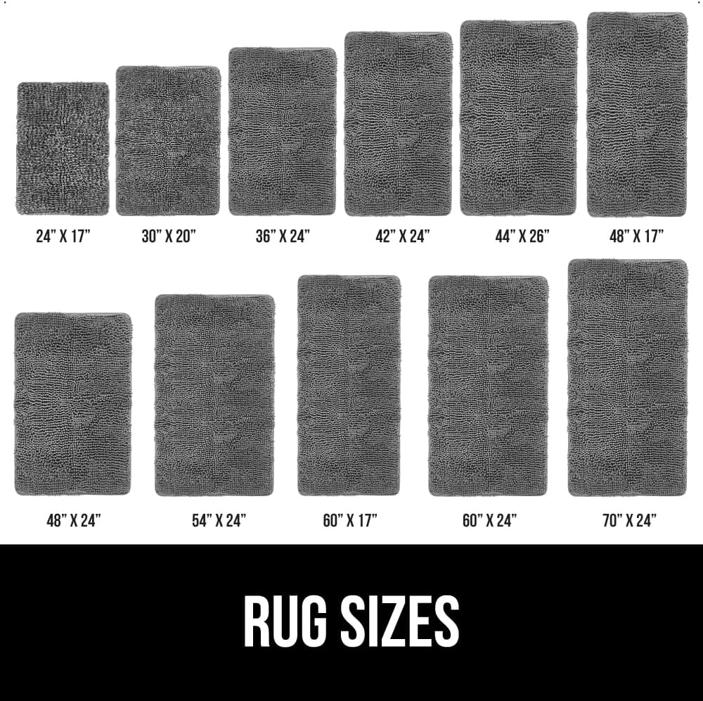 GORILLA GRIP Bath Rug Mat, Thick Soft Absorbent Chenille, Quick Dry Microfiber Mats, Rubber Backing Washable Shower Floor Rugs, Bathmat Runner, US Designed Bathroom Home Decor Accessories 24x17, Grey