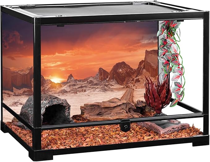 AWERT 24x16 inches Sun and Desert Terrarium Background Orange Reptile Habitat Background Durable Polyester Background