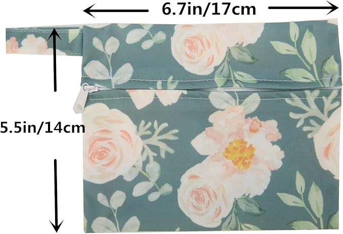 5 Cloth Menstrual Pads 1 Wet Bag XS Panty Liners Reusable Washable (Silver Foliage, XS Panty Liners)