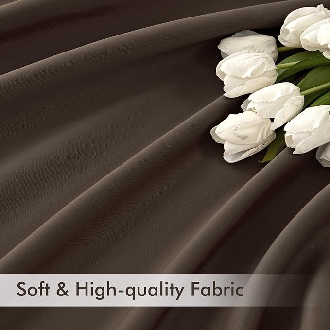 MIULEE Chocolate Brown Back Tab Blackout Curtains 84 Inch Length 2 Panels Set