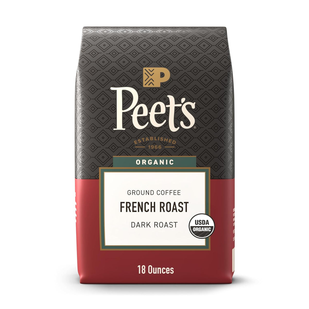Peet's Coffee, USDA Organic Dark Roast Ground Coffee, 100% Arabica Coffee - French Roast 18 Ounce Bag