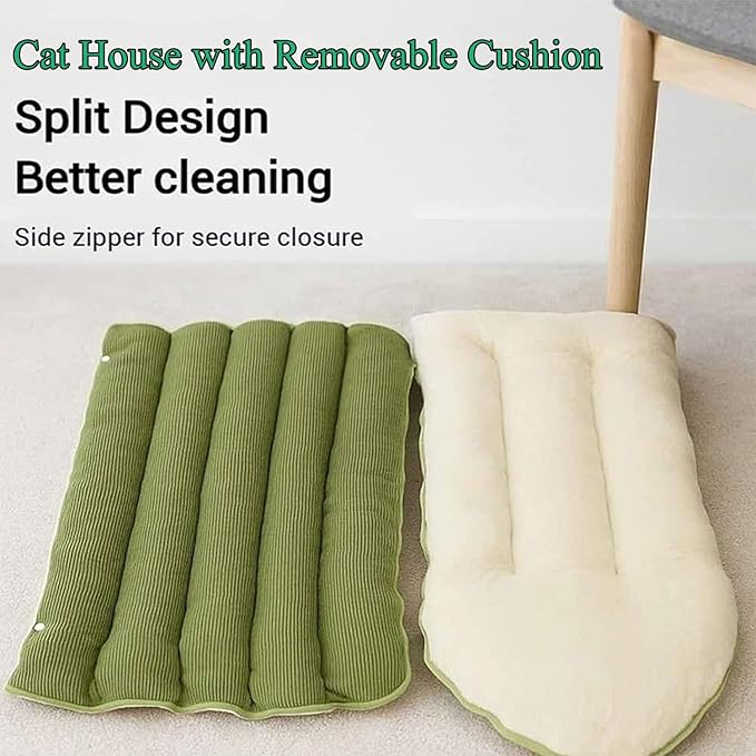Expectation Cat Bed, Removable and Washable Winter Closed-Off Cat Bed, Soft Fluffy Warm Autumn/Winter Cats House, Washable Non-Slip Pet Sleeping Bag for Indoor Cats Small Dogs (I,Medium)