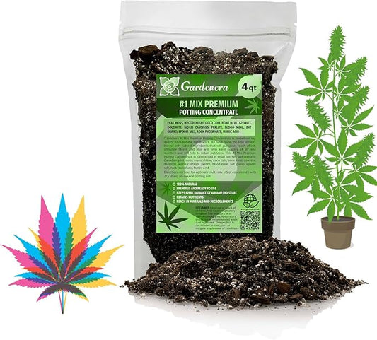 Gardenera Premium Happy Plant Potting Soil Mix - Optimal Nutrient-Rich Blend for Thriving and HIGH-Yield Herbal Plants - 4 Quart
