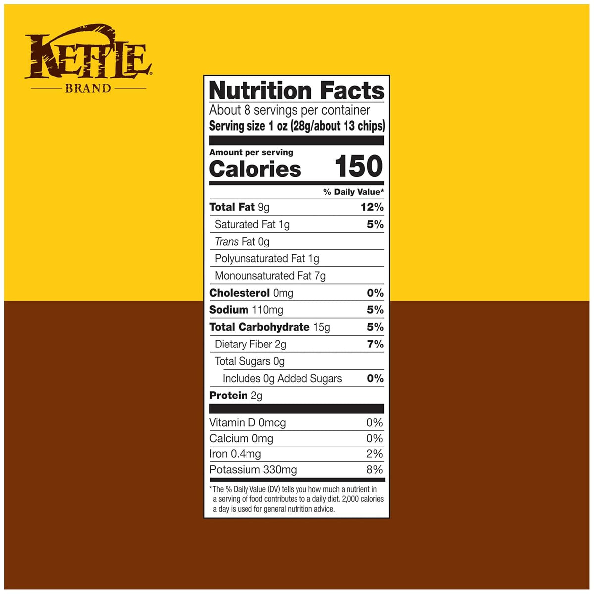 Kettle Brand Sea Salt Kettle Potato Chips, Gluten-Free, Non-GMO, 7.5 oz Bag