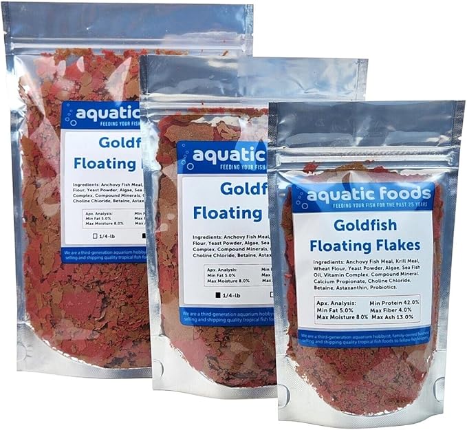 Aquatic Foods Inc. Goldfish Flakes, 42% Protein Color Enhancing and Spirulina Flakes for Aquarium & Pond Goldfish, Koi and All Pond Fish...WL…1-lb Poly Bag