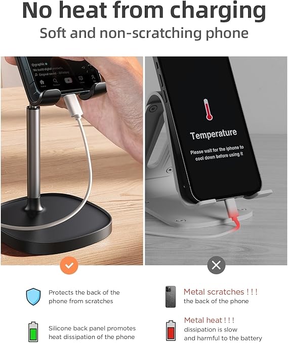 LISEN Cell Phone Stand Adjustable for iPhone Phone Holder for Desk, Office Desk Accessories Computer PC for iPhone Stand Gaming Essentials Fit Otterbox Case Phones Switch Kindle iPad Air Tablet 4-10in