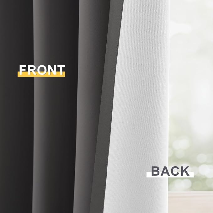 Yakamok 100% Blackout Curtain Panels 63 inches Cold and Light Blocking Drapes