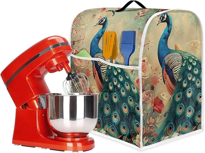 Peacock Mixer Cover | Lightweight Dust Protector for 6-8 Quart Kitchen Mixers | Extends Appliance Life & Enhances Home Kitchen Decor