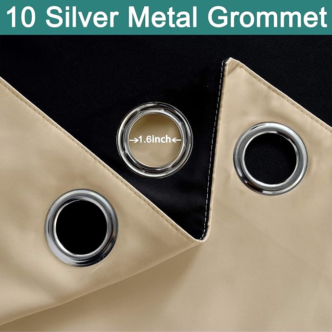 Yakamok 100% Blackout Lined Panels, Thermal Insulated Blackout Curtains
