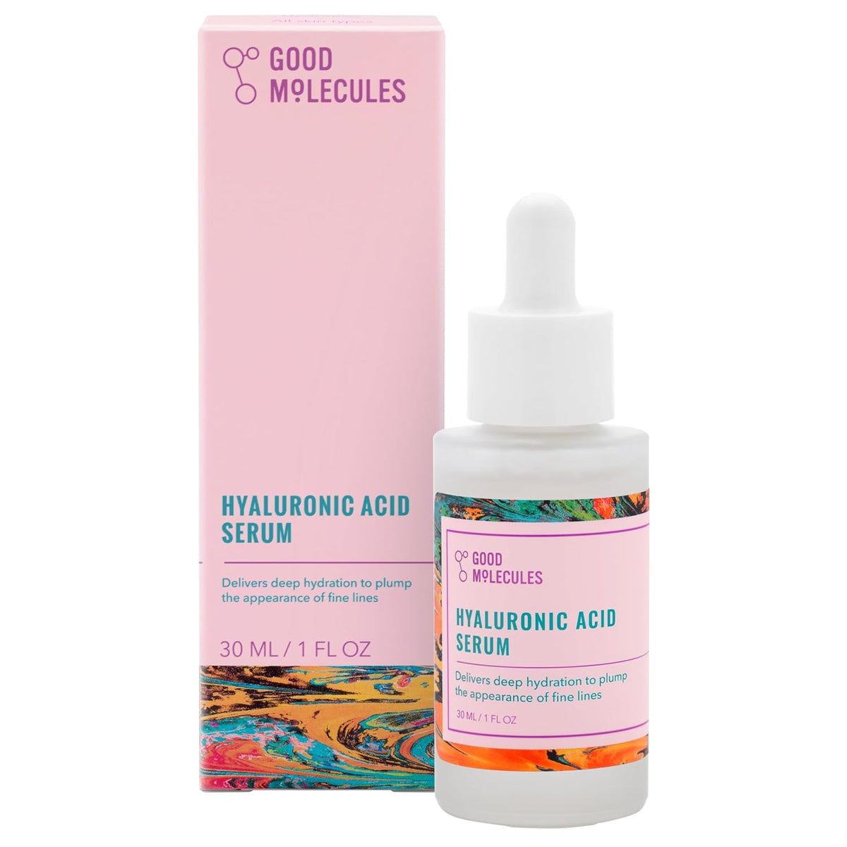 Good Molecules Hyaluronic Acid Serum - 1% Hyaluronic Acid Non-greasy Ultra Hydrating Serum, Facial Moisturizer for Plumper Skin, Skin Care for Face