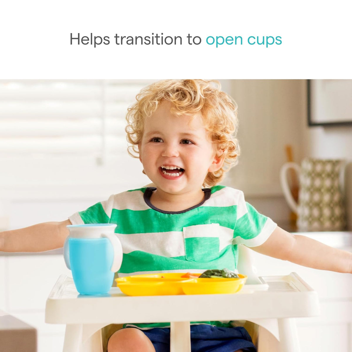 Munchkin Sippy Cup for 6 Month Old and Up, Spill Proof Miracle 360 Toddler Cups with Transition Handles, 7 Ounce, 2 Pack, Blue/Green