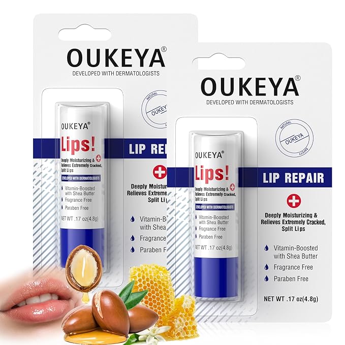 2PCS, Medicated Lip Balm Hydrating w/Petrolatum, Shea Butter, Beeswax, 100% Natural Ingredients, Organic Lip Butter Balm & Moisturizers Lip Repair For Dry Cracked Lips Overnight Lip Treatment