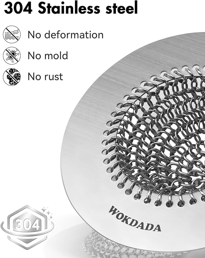 Wokdada 2 PCS Kitchen Sink Drain Strainer, Flippable Mesh Sink Strainer, 304 Stainless Steel Sink Screen, Easy Clean Large Basket Strainer, Anti-Clog Garbage Disposal Cover Fit for Standard Sink Drain