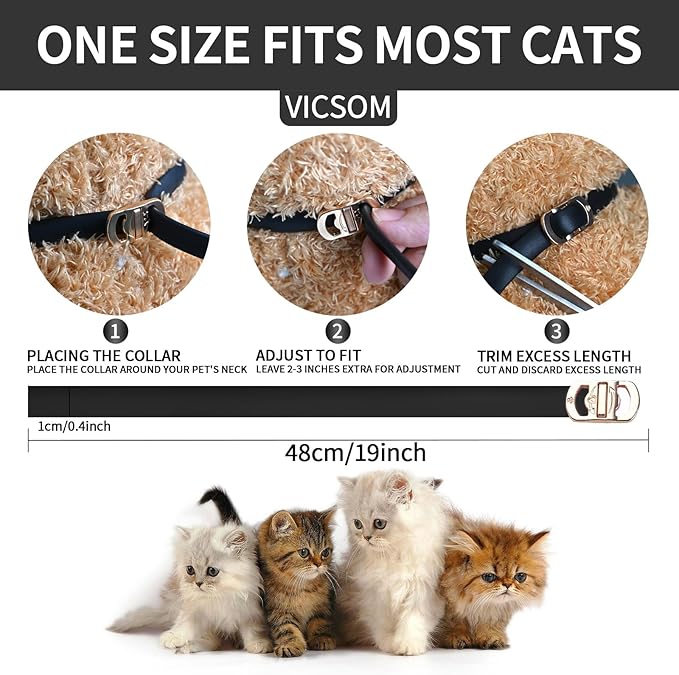 4 Pack Flea and Tick Collar for Cats, 32 Months Treatment, Waterproof Adjustable Kitten Flea Collar, Flea Prevention, Black
